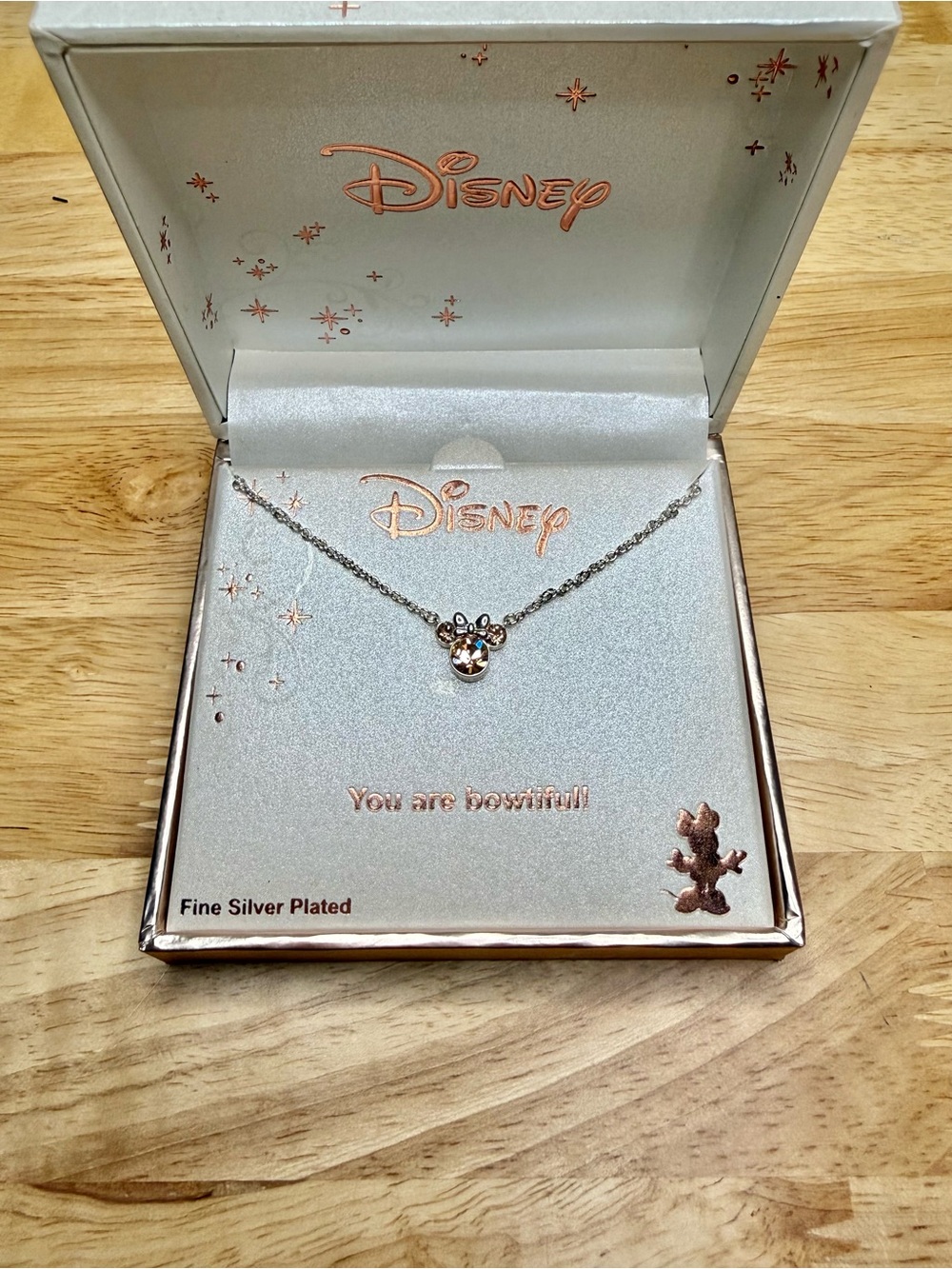 Disney Silver-Plated ‘You are bowtiful’ Necklace  NWT $50